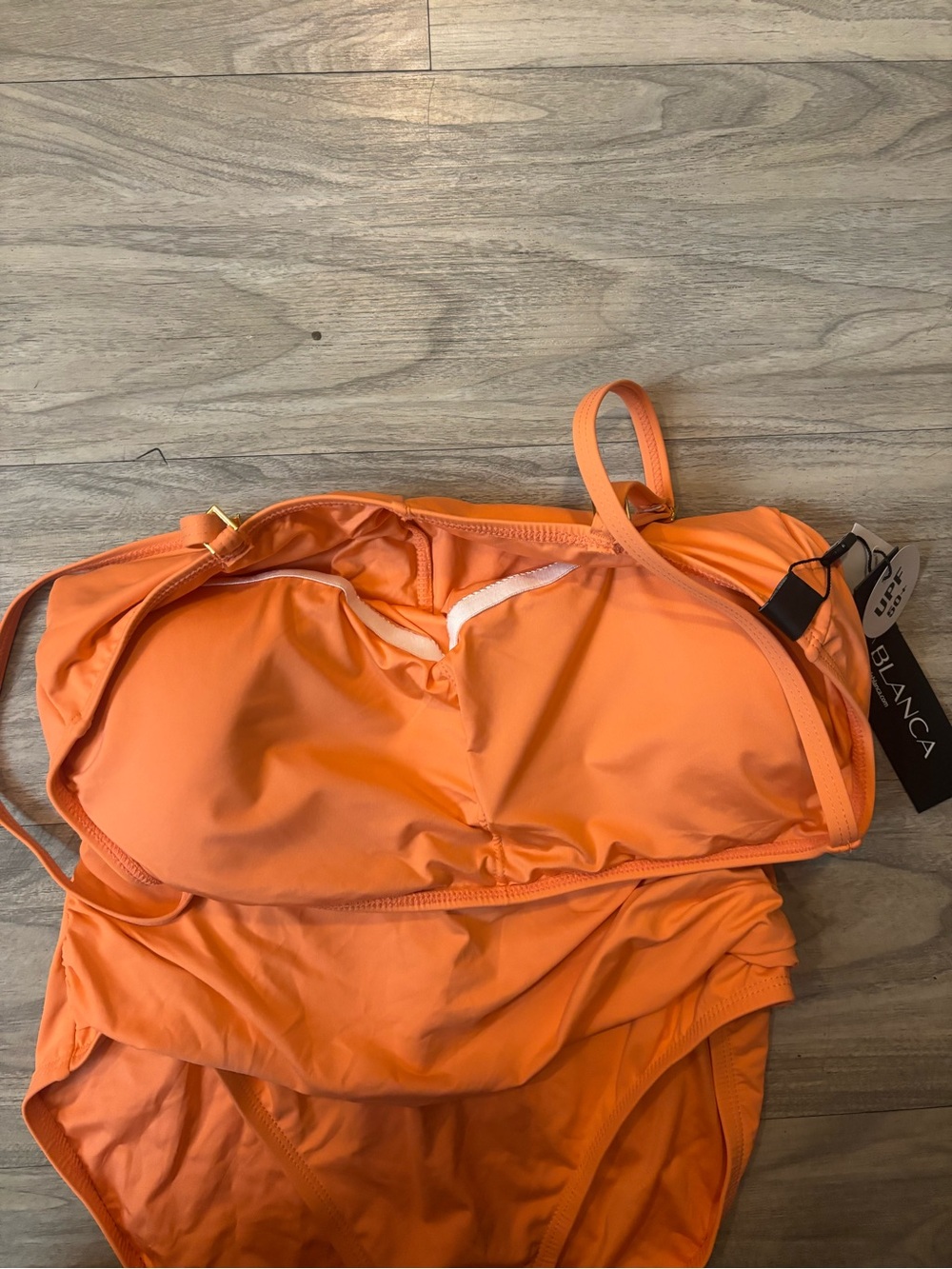 La Blanca Sunset Orange Ruched One-Piece Swimsuit - Picture 4 of 5